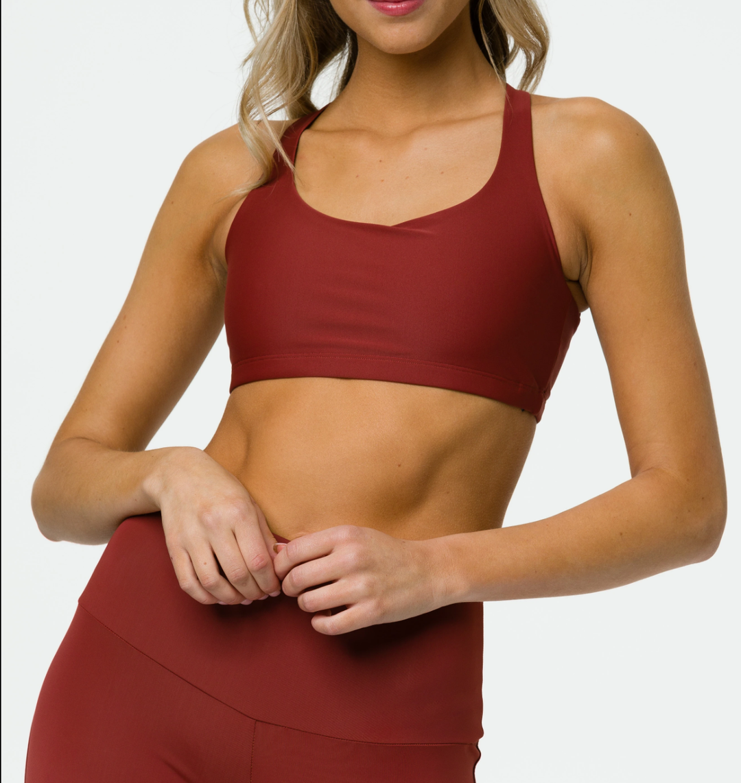 onzie hot yoga chic bra - warm pinecone